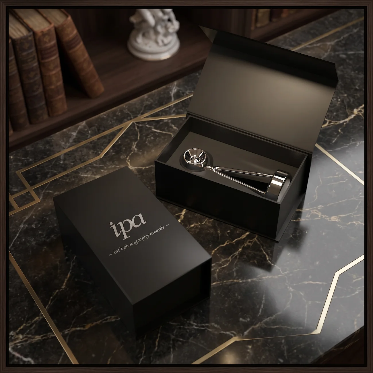 International Photography Awards trophy presented in its archive box